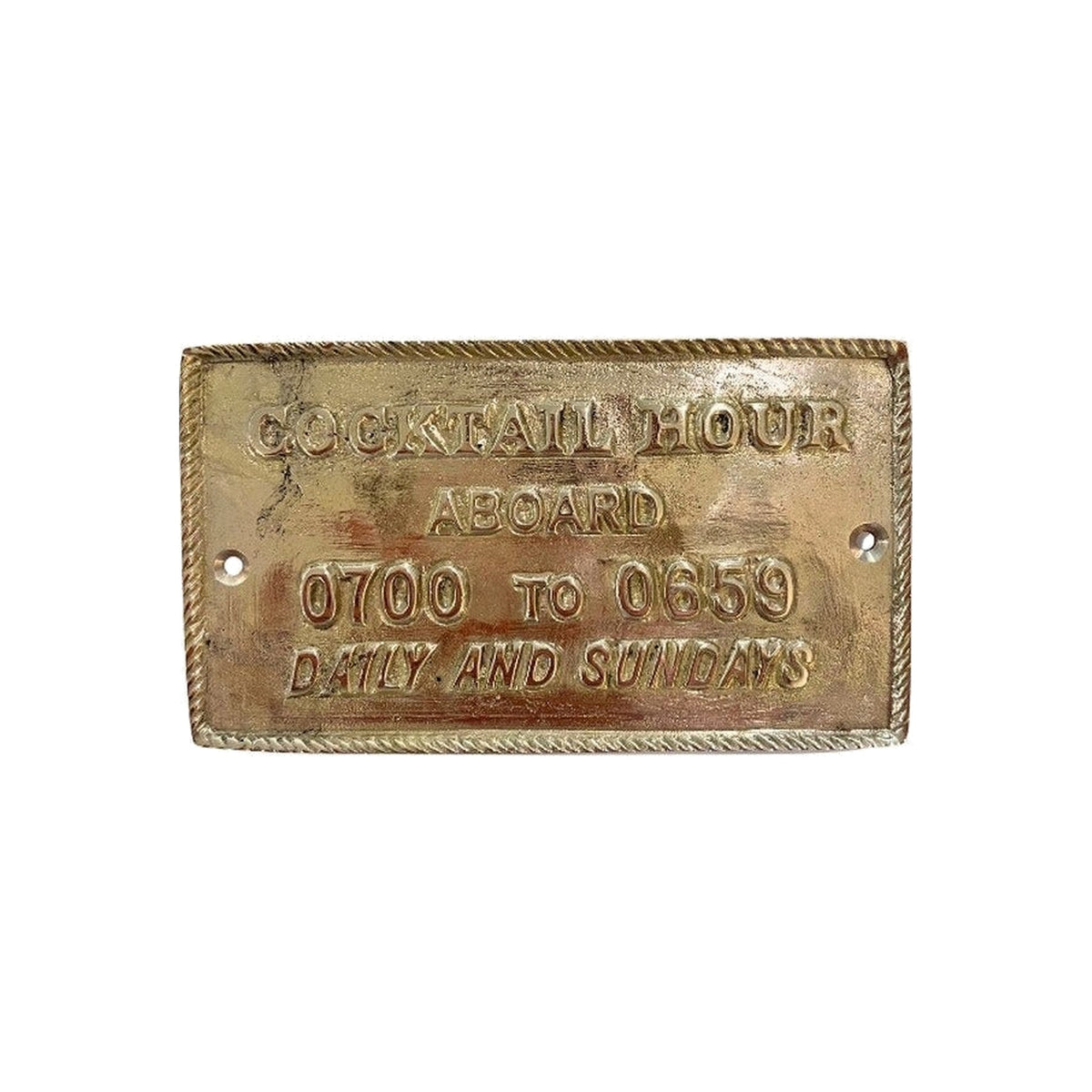 Golden Cocktail Hour Plaque on a white background