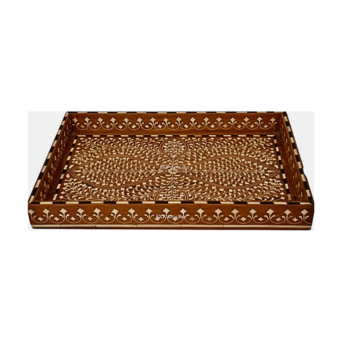 Teakwood Inlay Tray on a white background