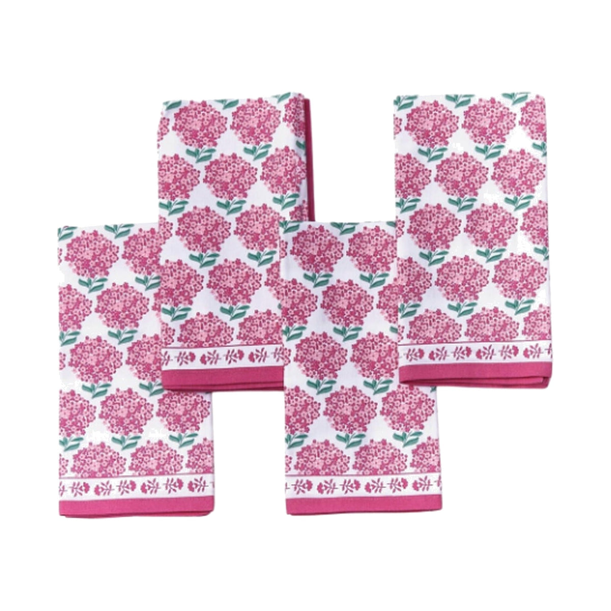 Pink Hydrangea Cloth Napkins, Set of 4, shown on a white background