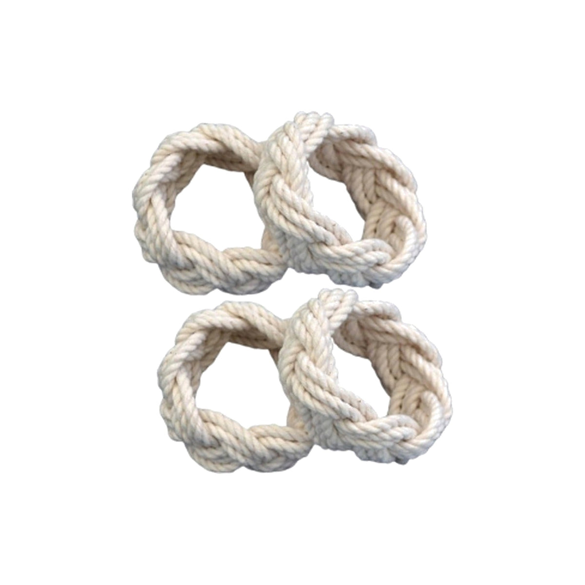 White Nautical Napkin Rings, Set of 4, shown on a white background