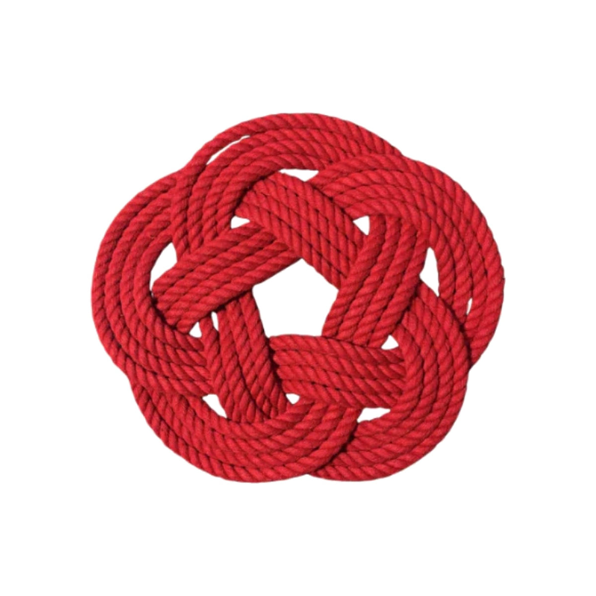 Small Cotton Red Rope Trivet, Set of 2, shown on a white background