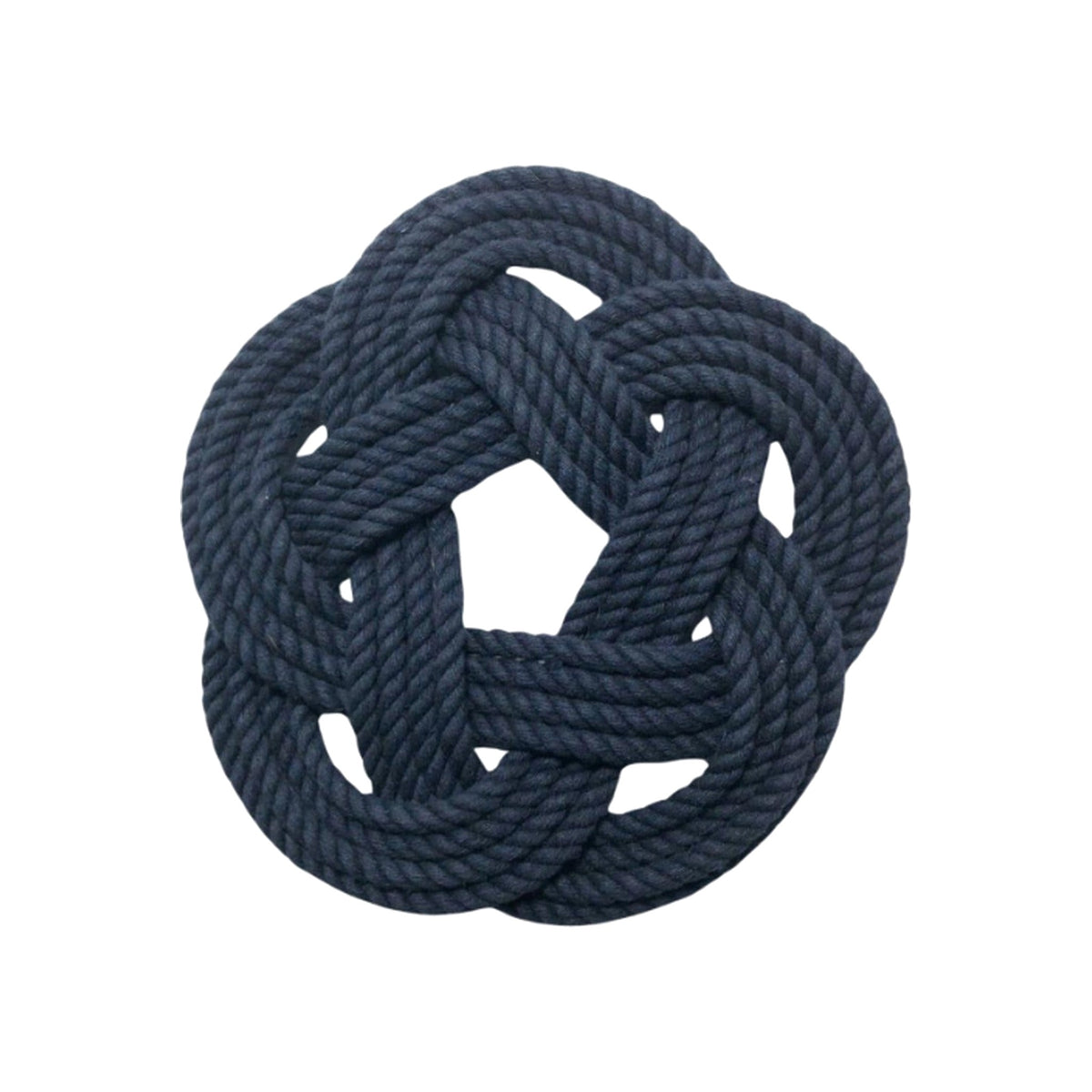 Small Cotton Navy Rope Trivet, Set of 2, shown on a white background