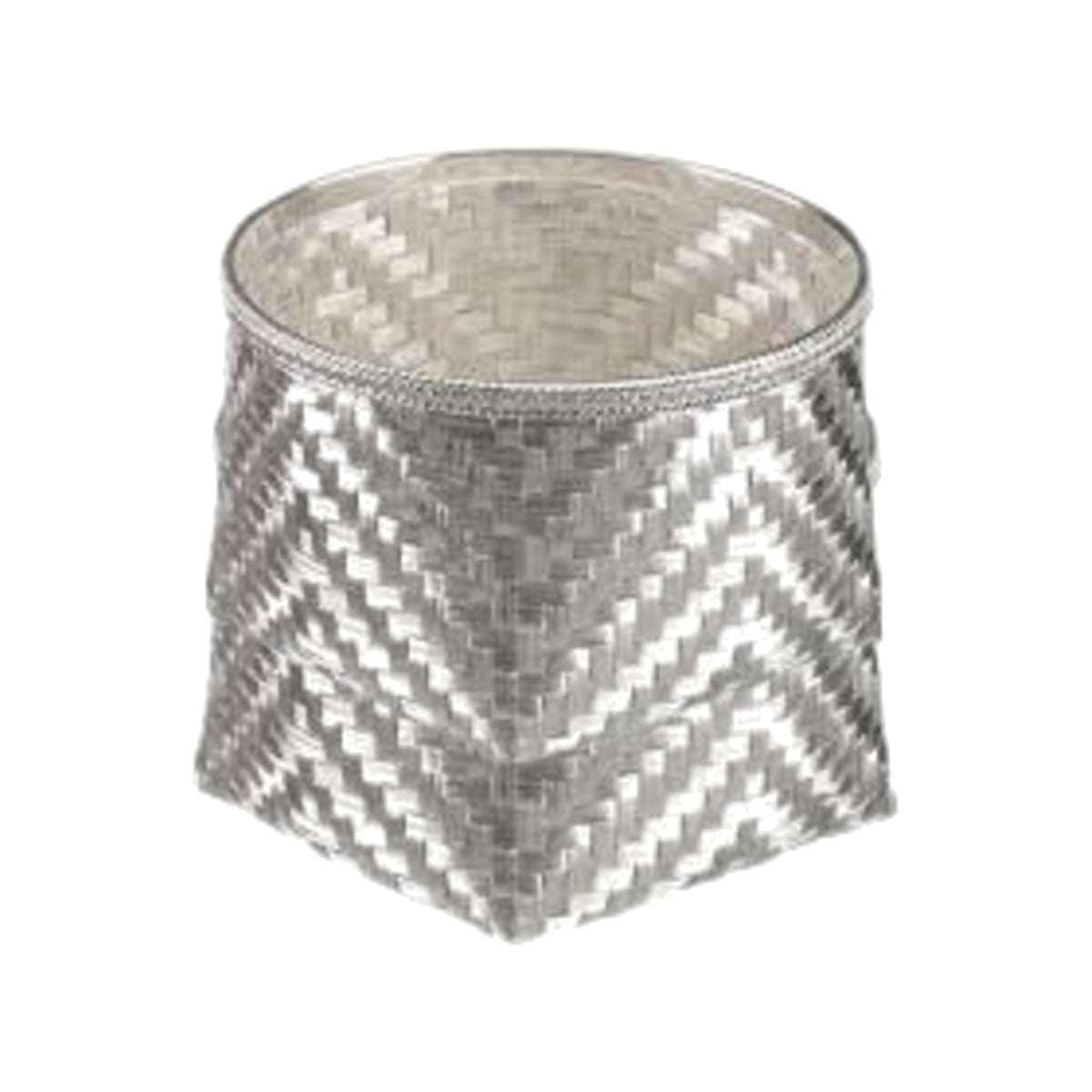 Woven Aluminum Basket on a white background