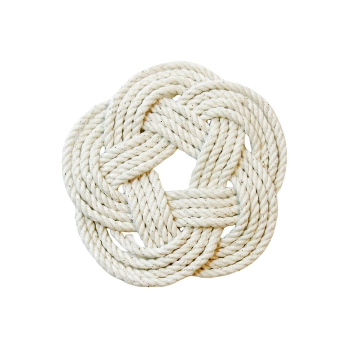 White Nautical Knot Coasters, Set of 4, shown on a white background