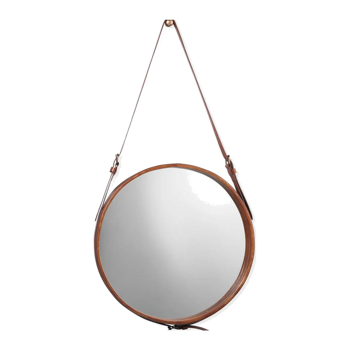 Hanging Leather Rounded Mirror
