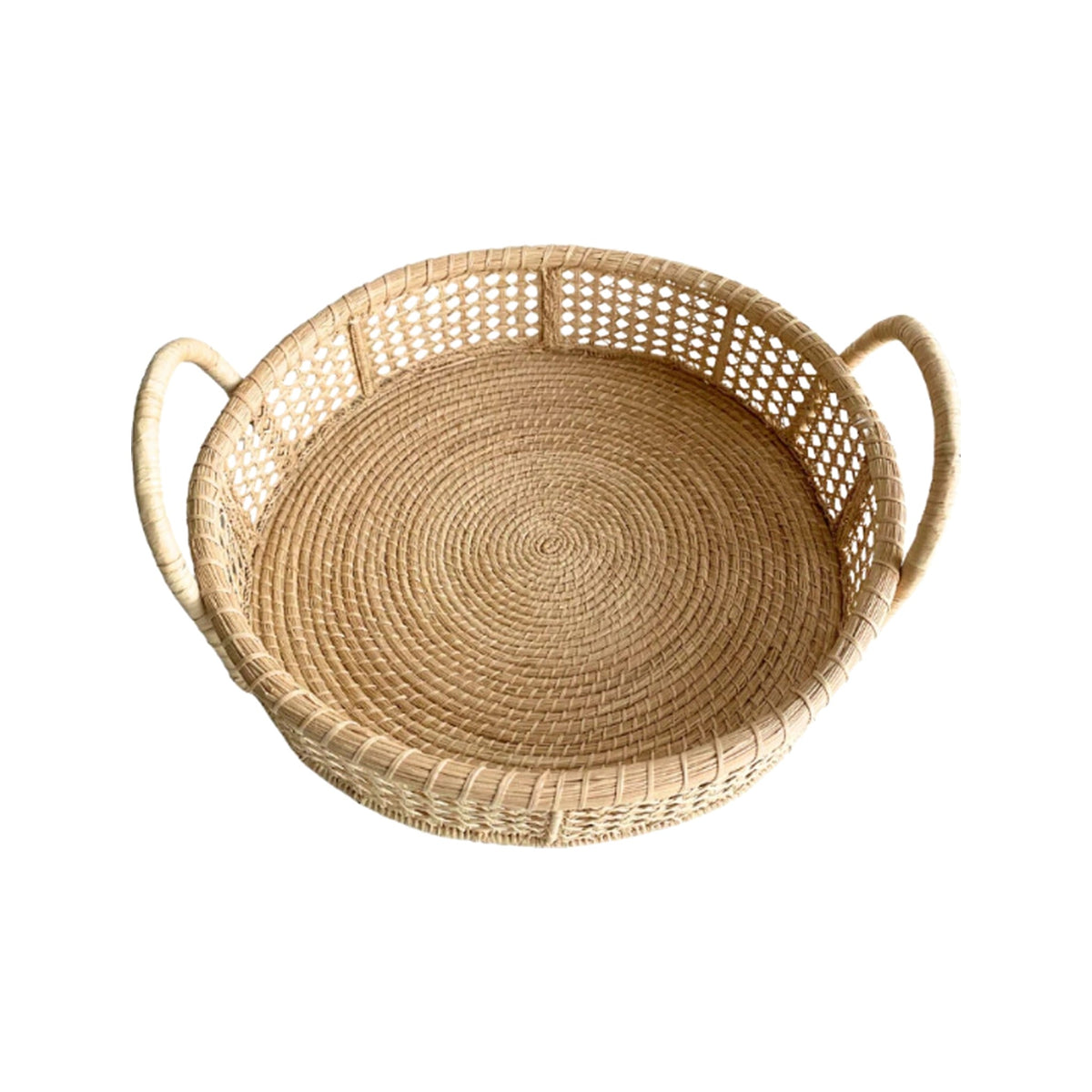 Iraca Round Tray, shown on a white background