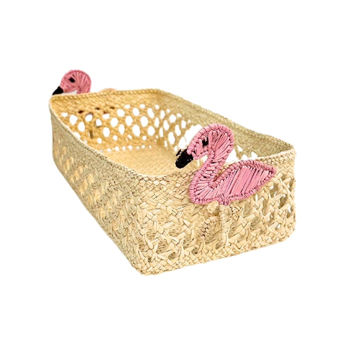 Mini Flamingos Rectangular Basket, shown on a white background