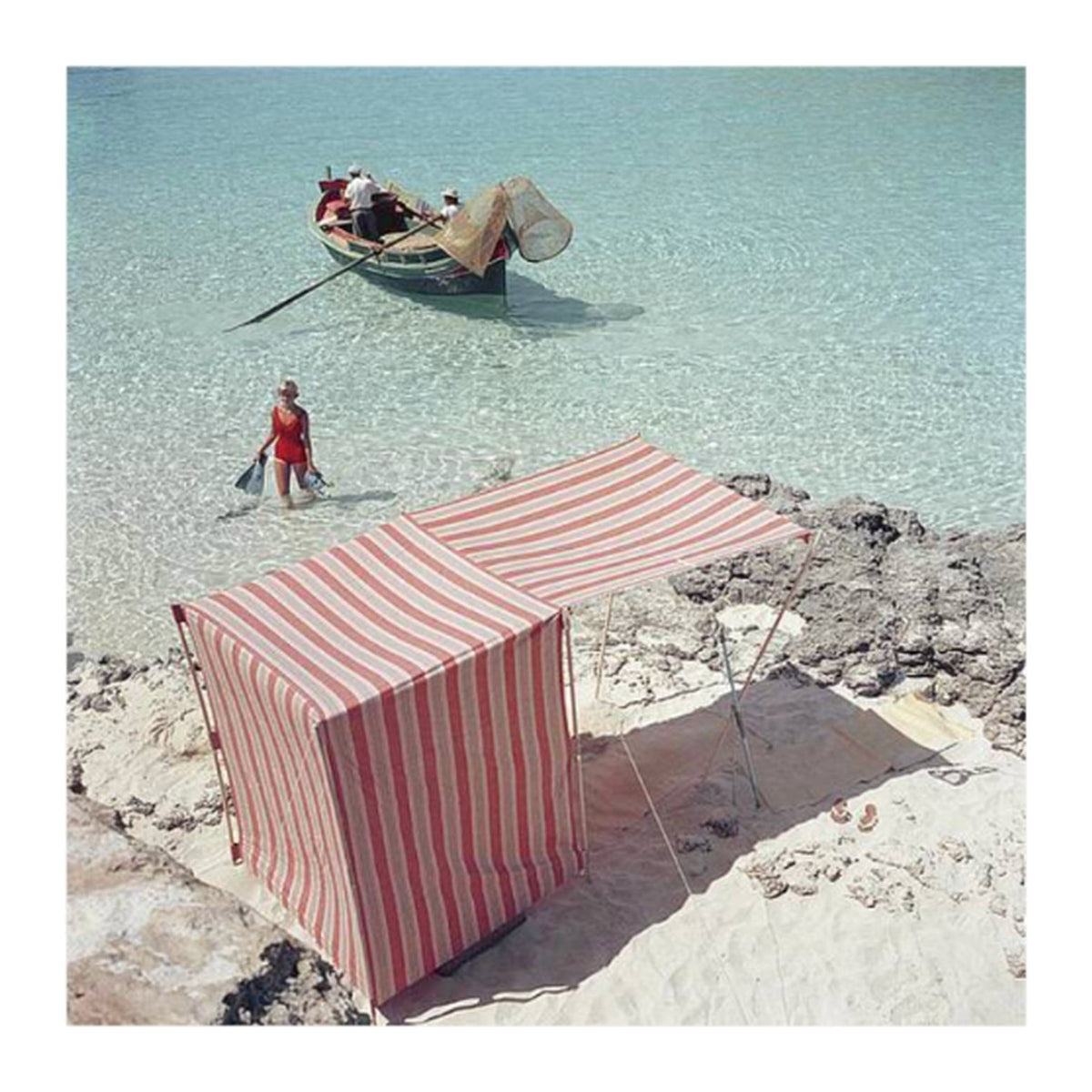Framed photograph: Marietine Birnie, Blue Lagoon by Slim Aarons
