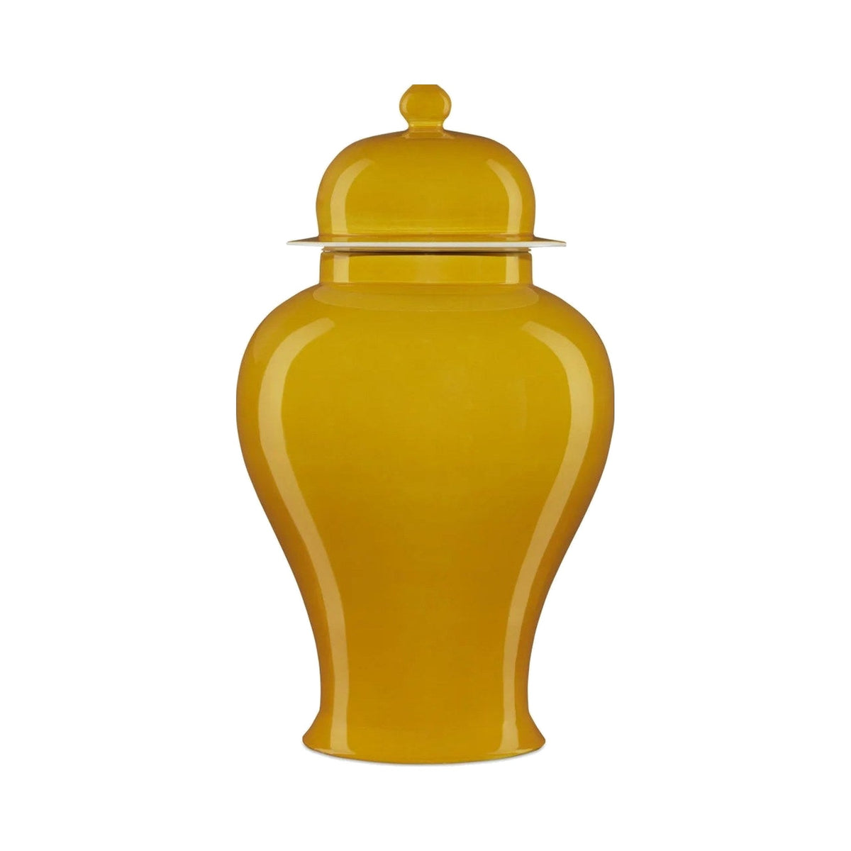 Large Yellow Ginger Jar on a white background