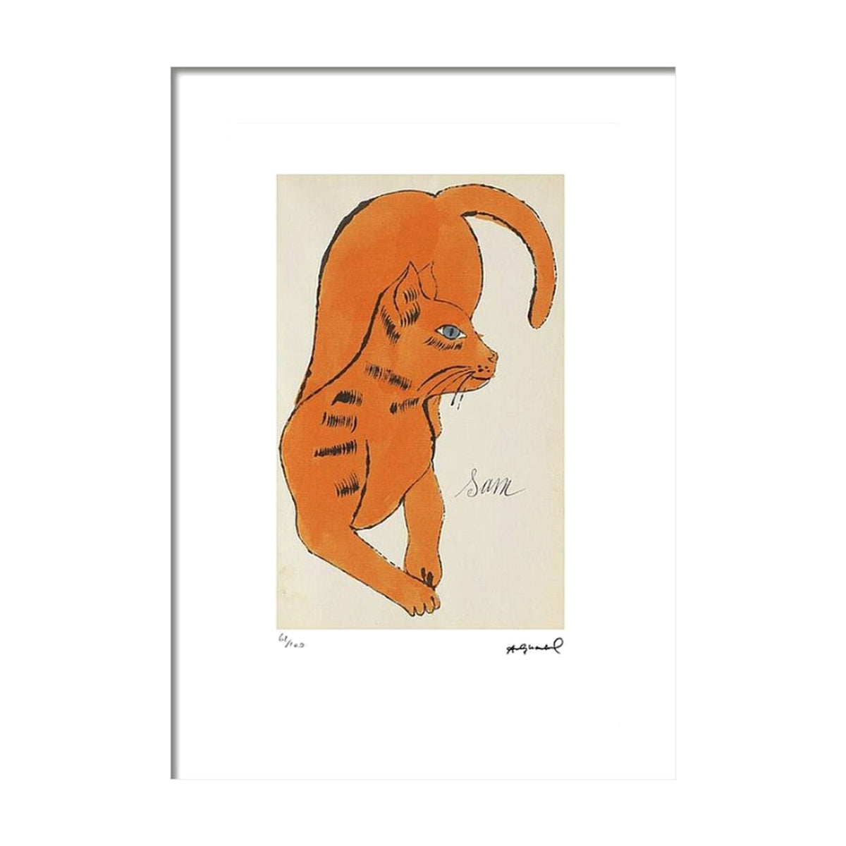 Sam The Cat by Andy Warhol, framed art
