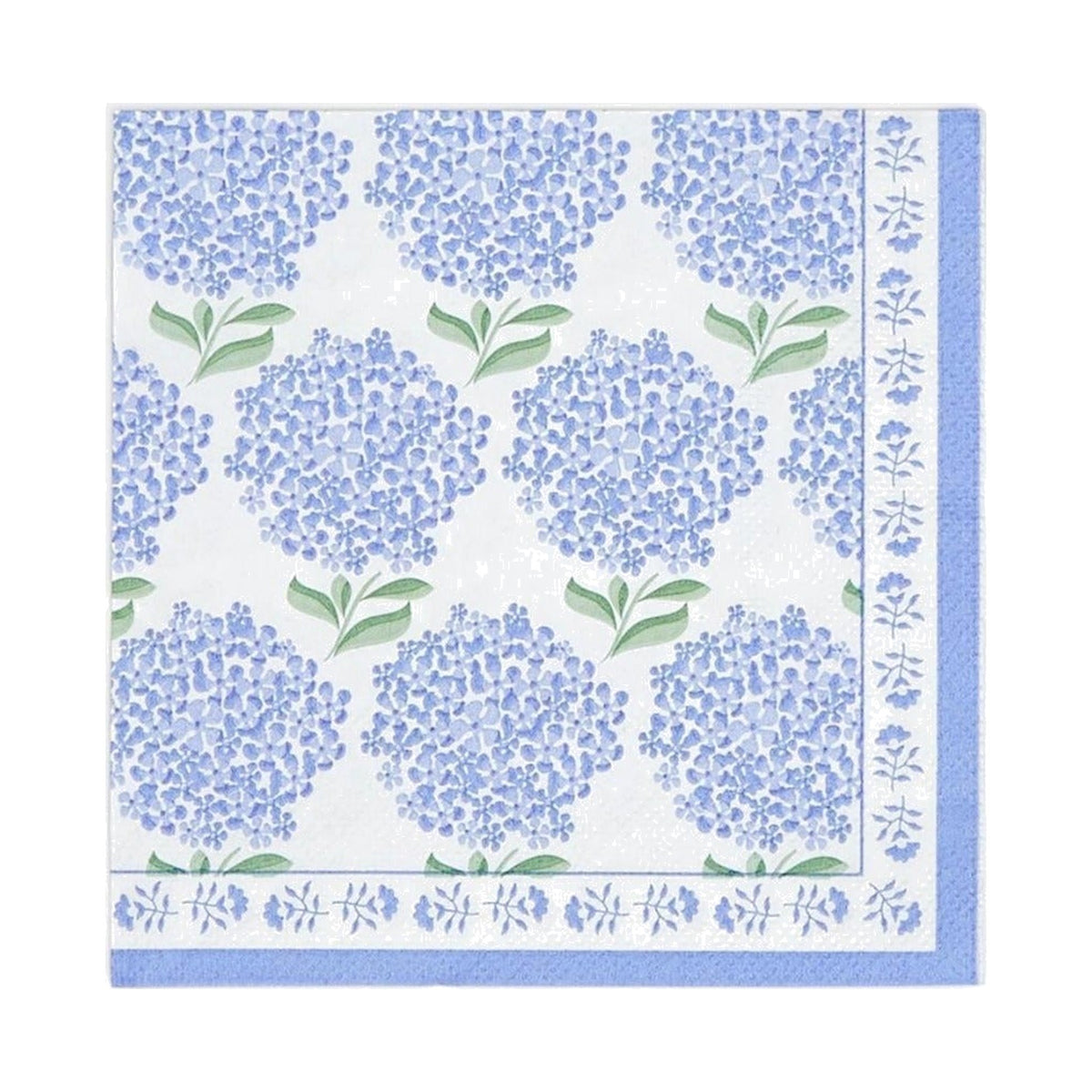 Hydrangea 3-Ply Paper Cocktail Napkin, shown on a white background