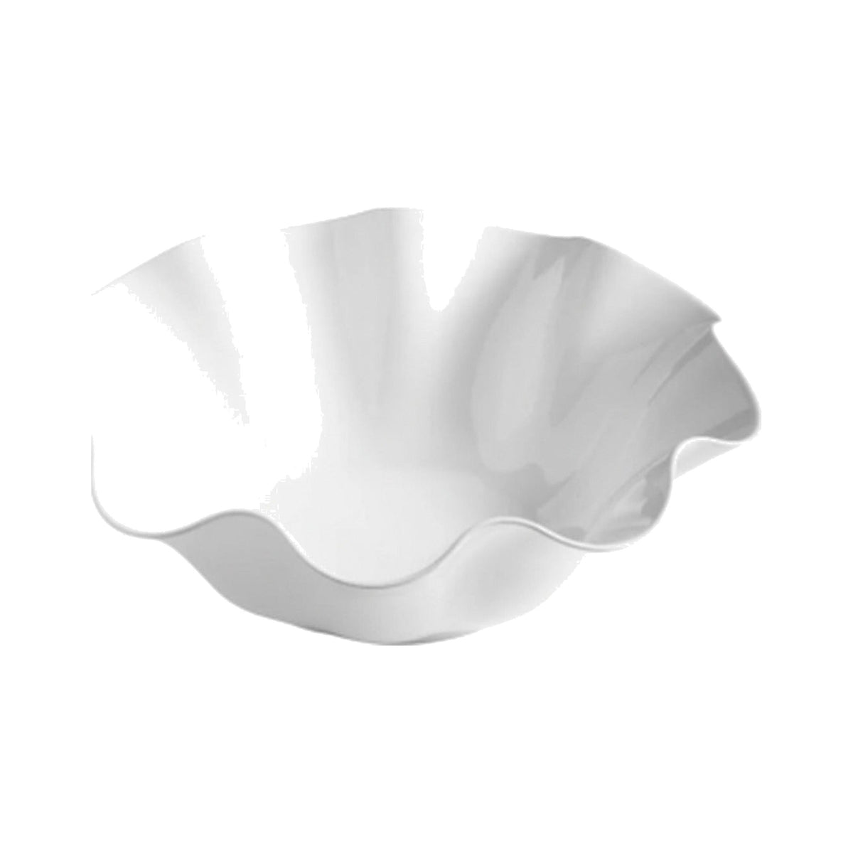 Large White Non-Breakable Clam Serving Bowl, shown on a white background