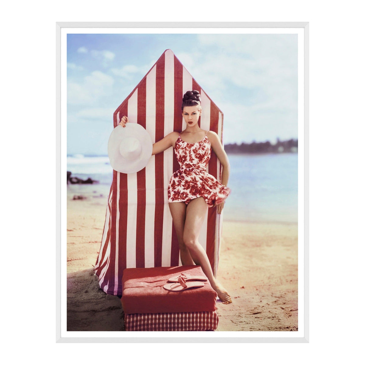 Framed photograph: VOGUE MAGAZINE "MODEL IN FRONT OF TENT", LOUISE DAHL-WOLFE, JANUARY 1959