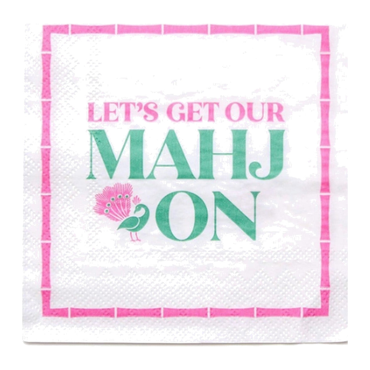 Let's Mahj On 3-Ply Paper Cocktail Napkin, shown on a white background