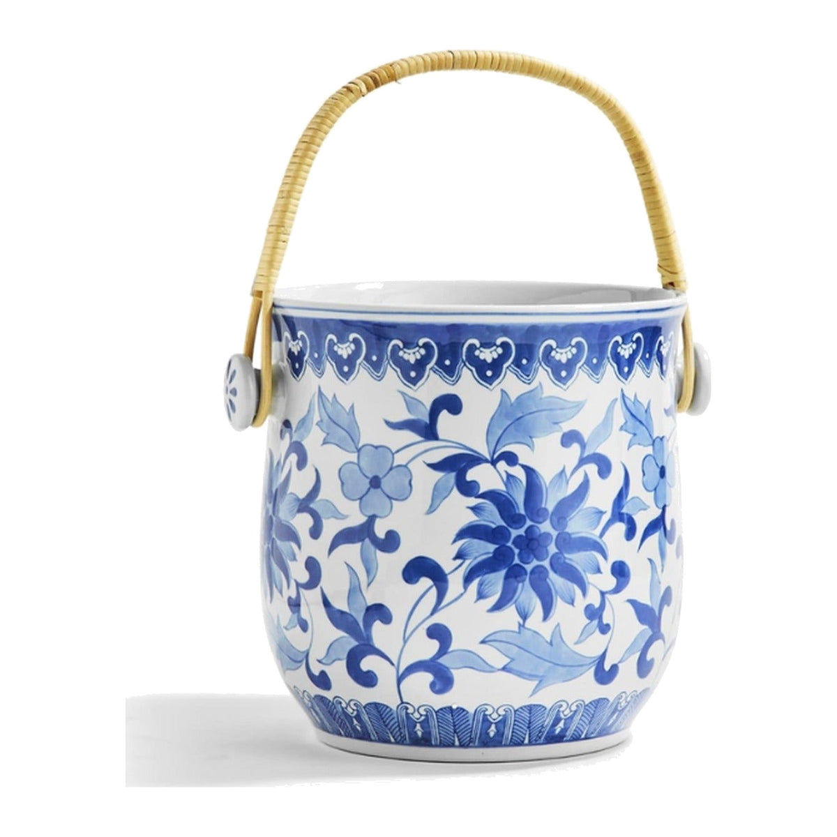 Canton Collection Basket with Woven Cane Handle, shown on a white background