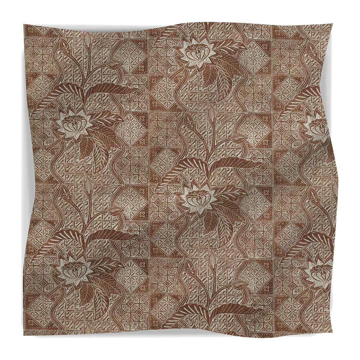 Calypso Batik Fabric in Teak on a white background