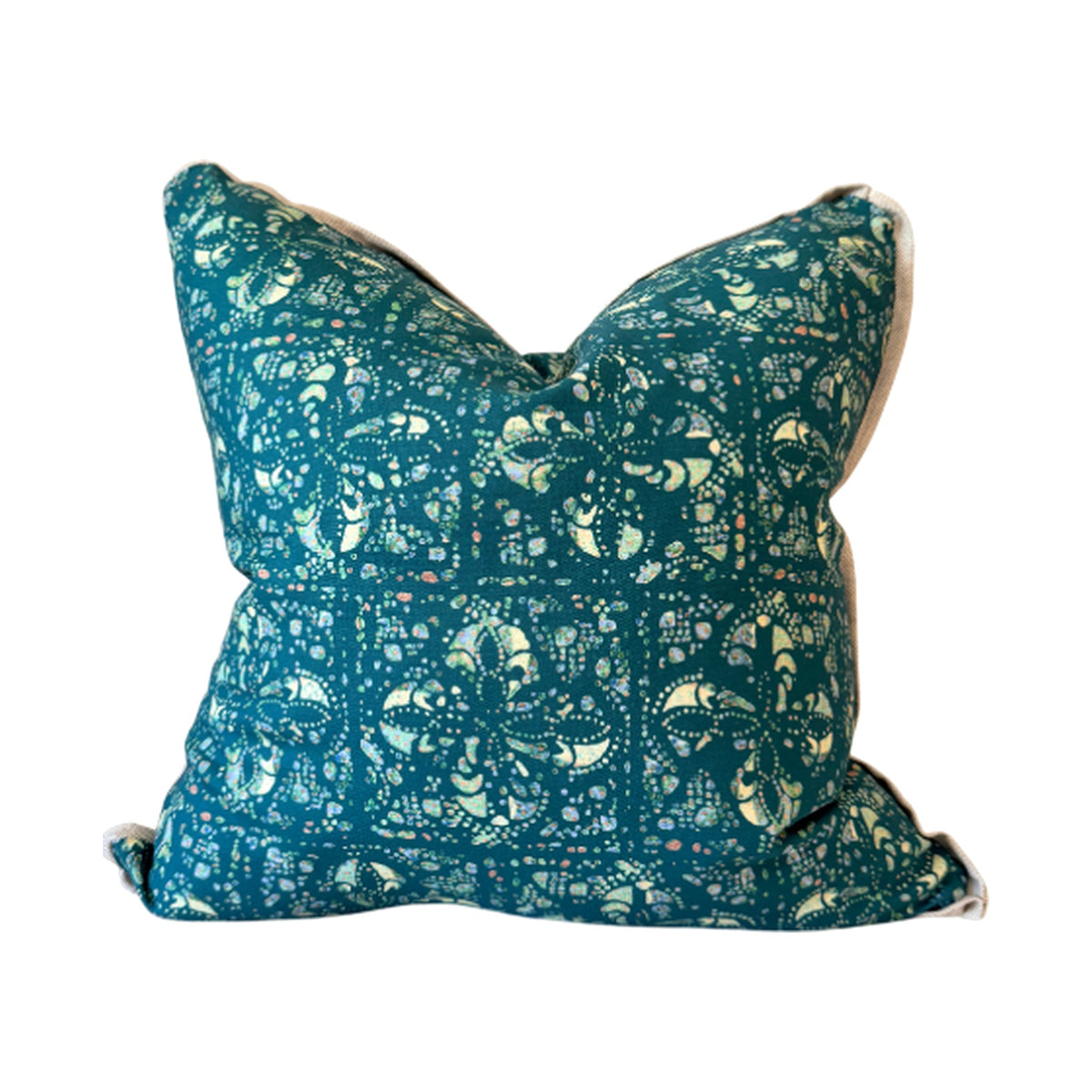 20" Island Breeze Pillow in Jade on a white background