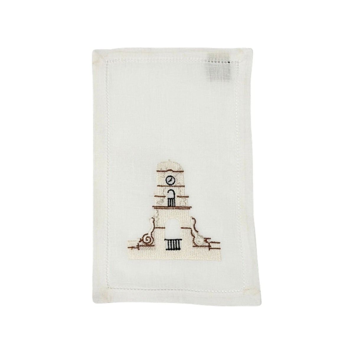 Clock Tower Embroidered Cocktail Napkin, Set of 4, shown on a white background