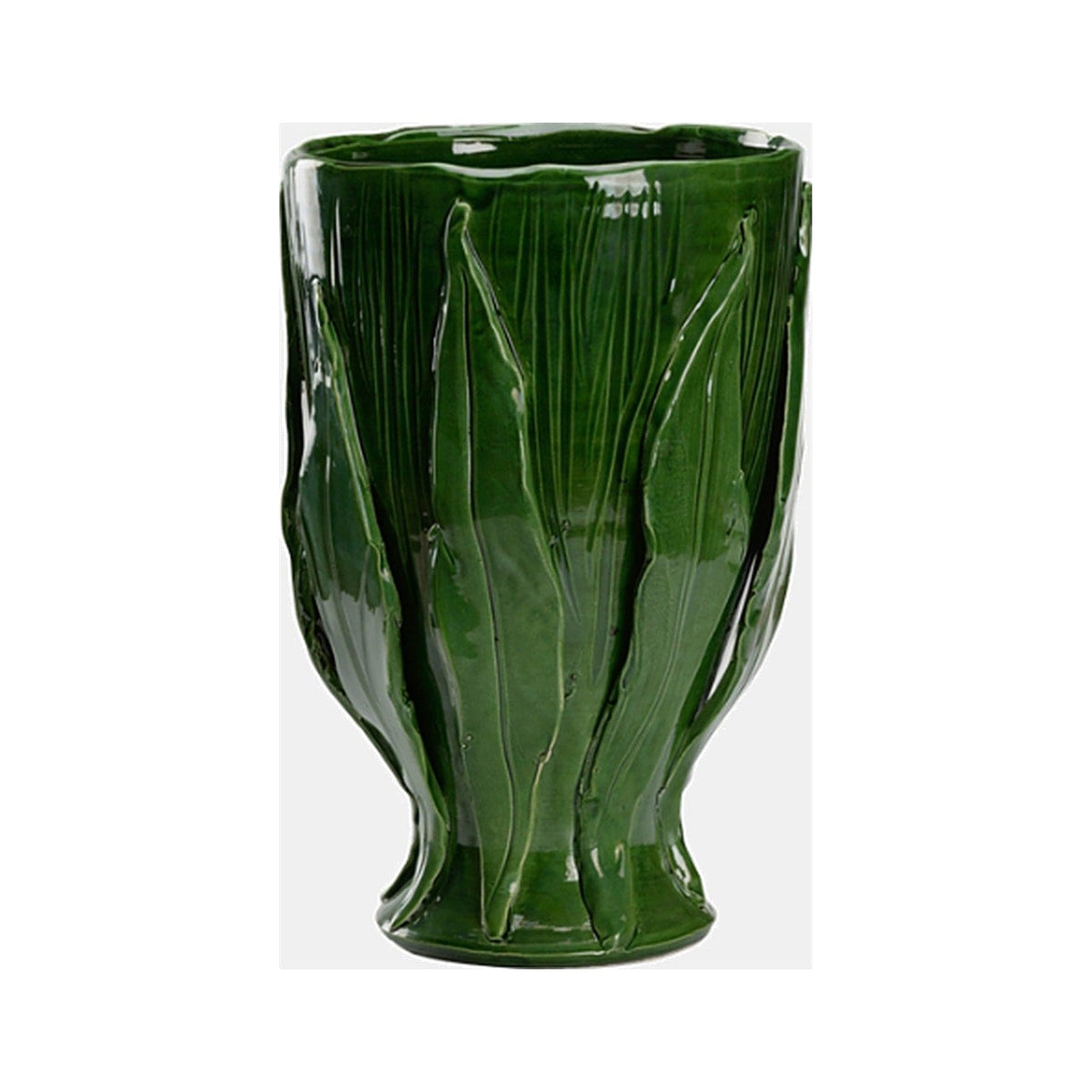 Umbria Green Footed Vase on a white background