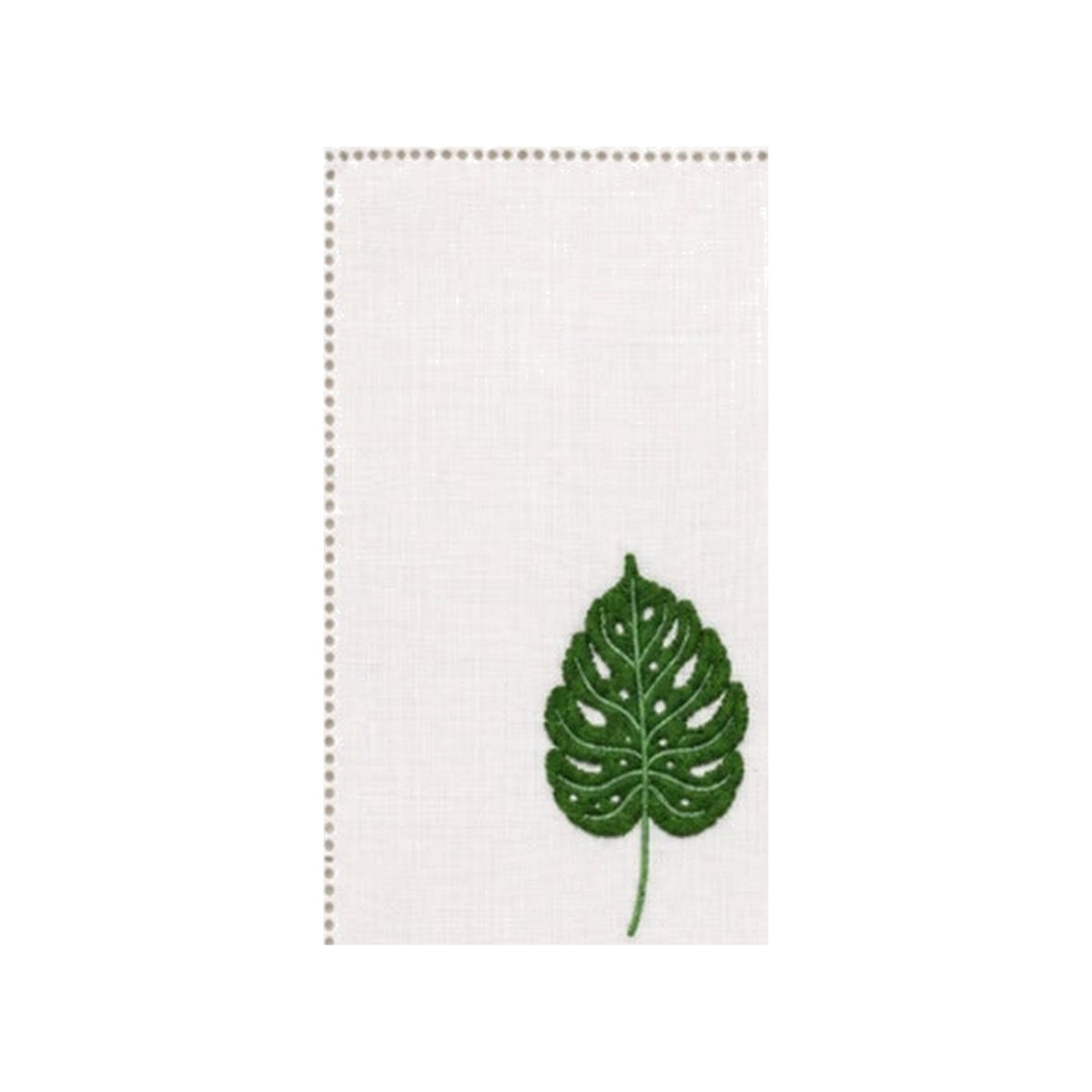 Monstera Leaf Centered on Cocktail Napkin, shown on a white background