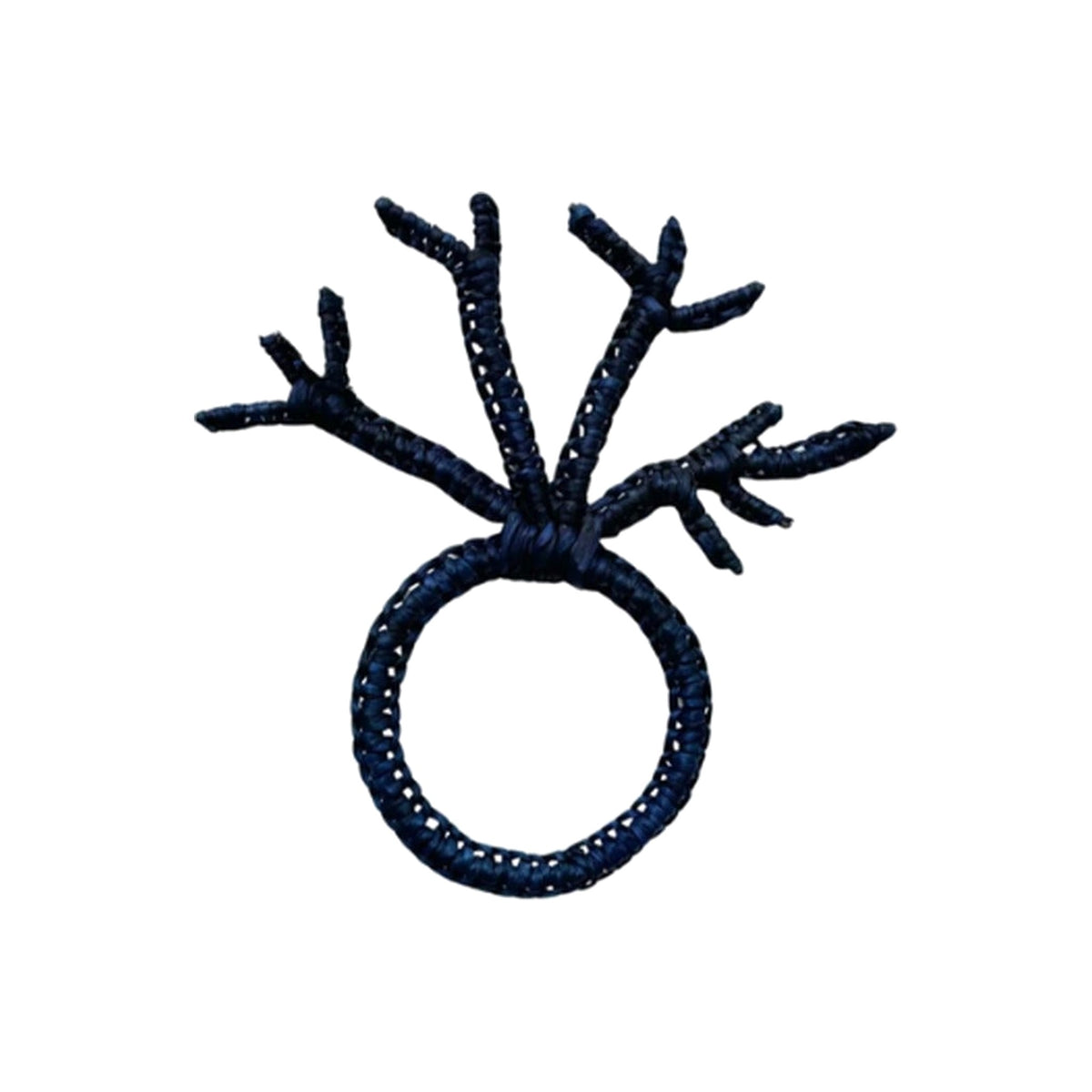 Navy Coral Branch Napkin Ring, Set of 4, shown on a white background