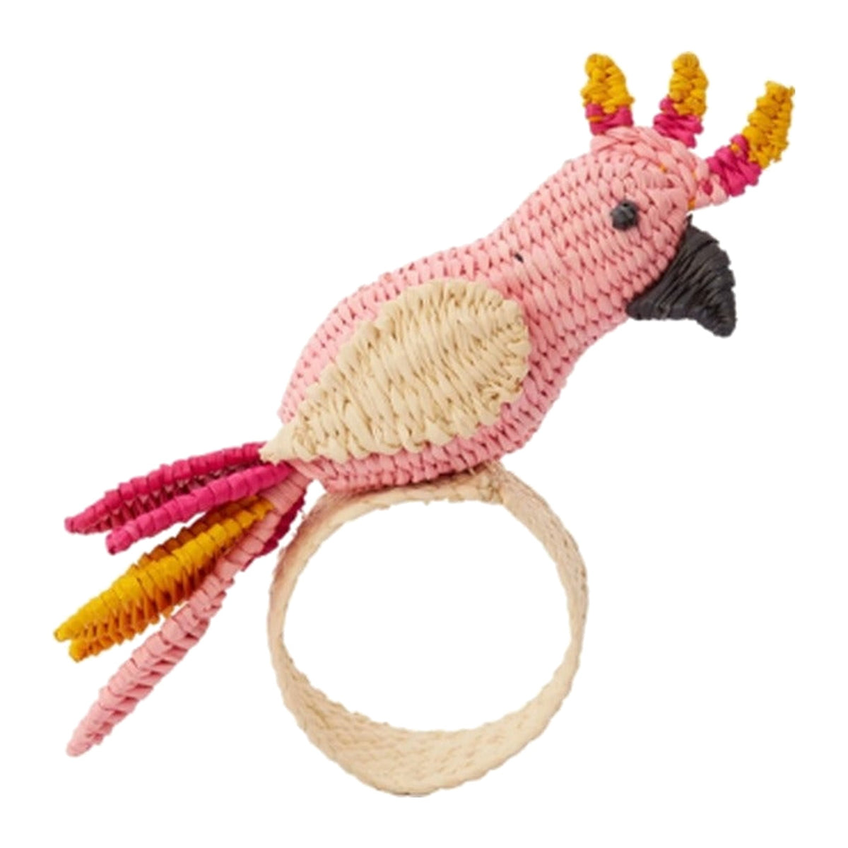 Cockatoo Napkin Ring, Set of 4, shown on a white background