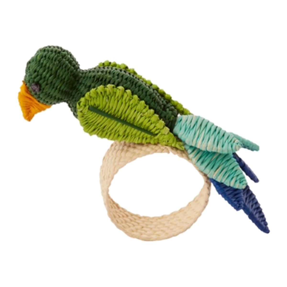 Parrot Napkin Ring, Set of 4, shown on a white background