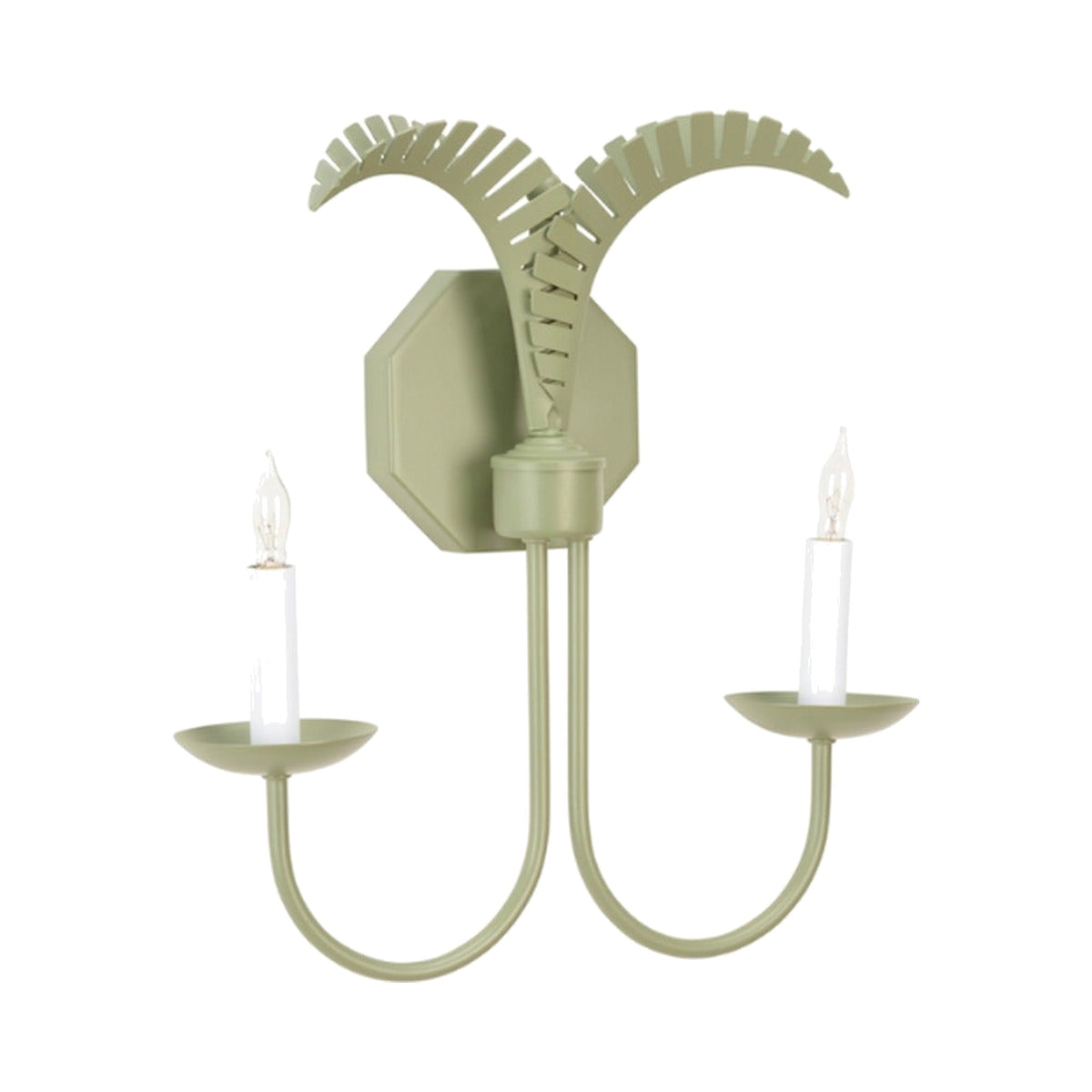Petite Palm Sconce - Green on white