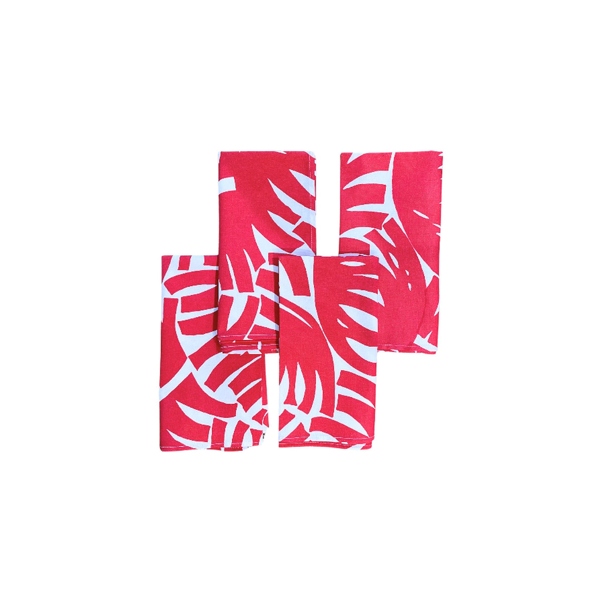 Red Bahama Handprint Napkins, Set of 4, shown on a white background