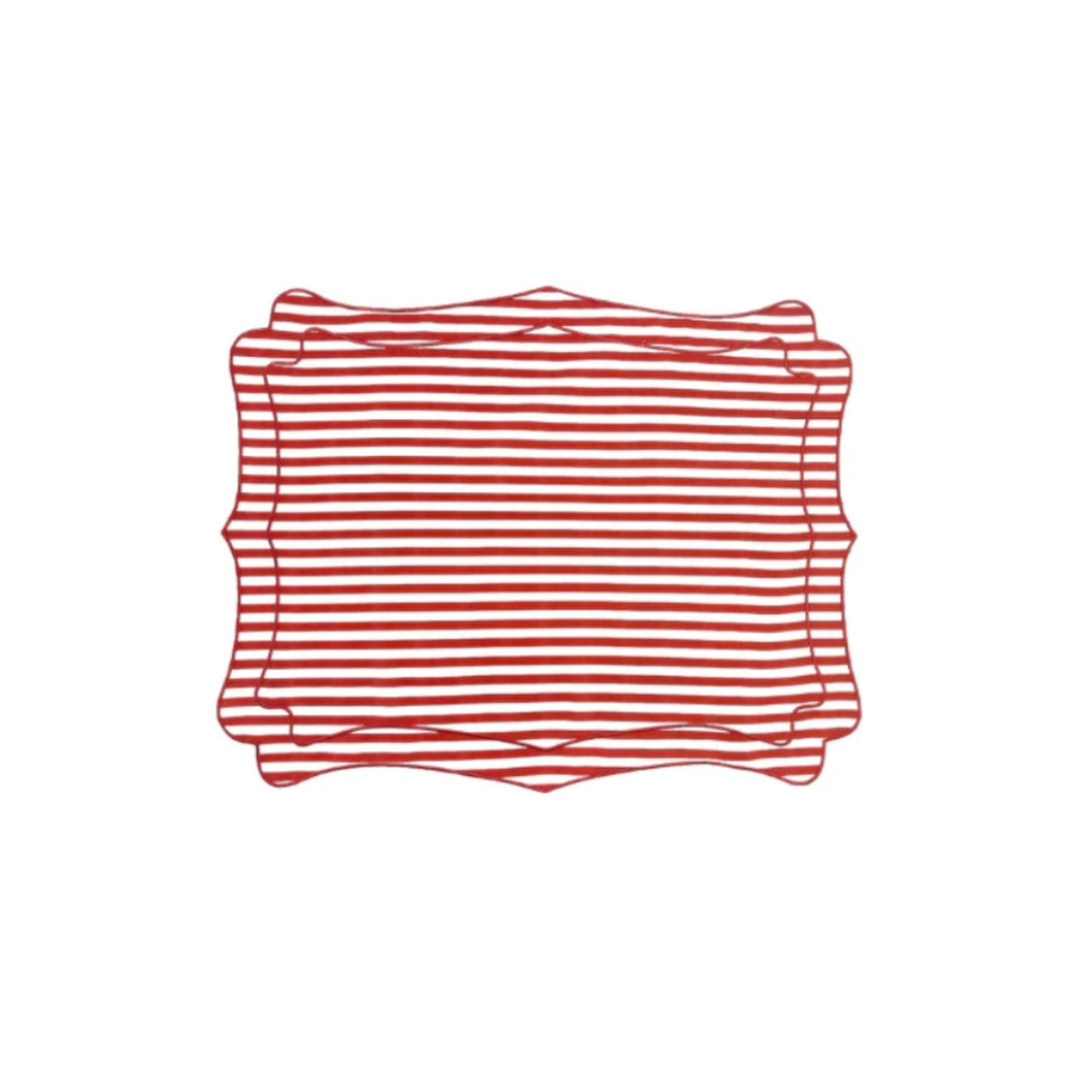 RED & WHITE STRIPED LINEN PLACEMATS, SET OF 4, shown on a white background