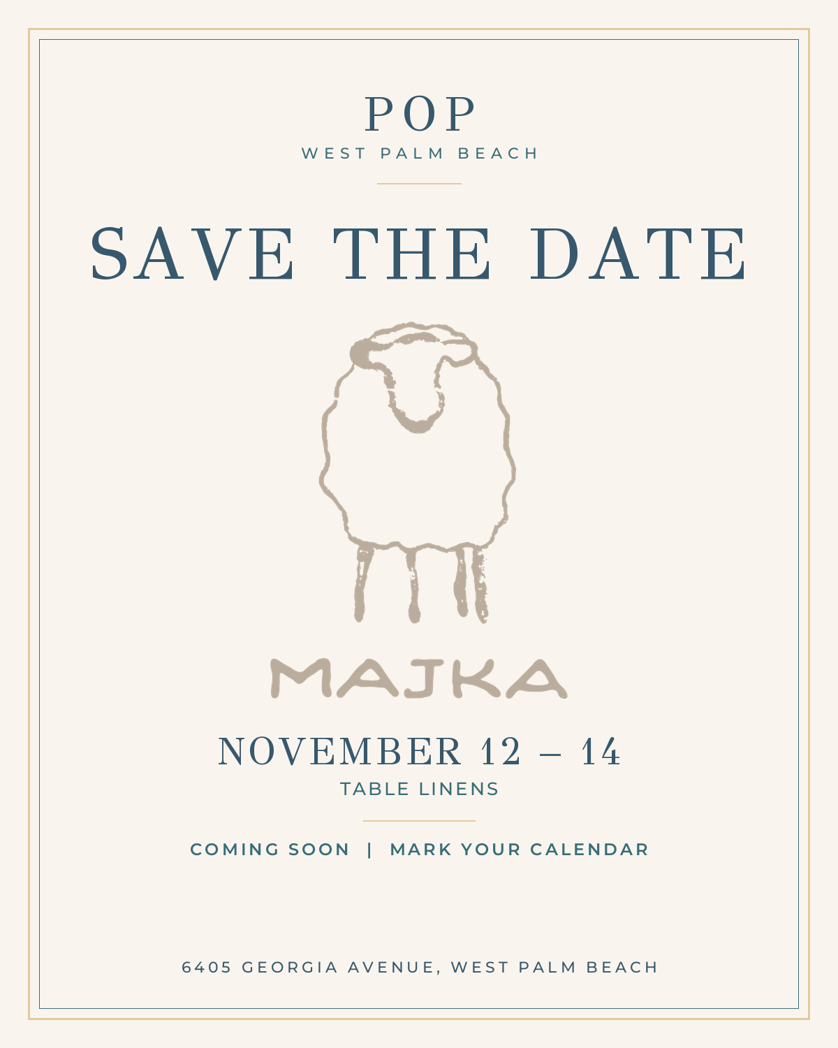 Save the date: MAJKA Table Linens, November 12-14