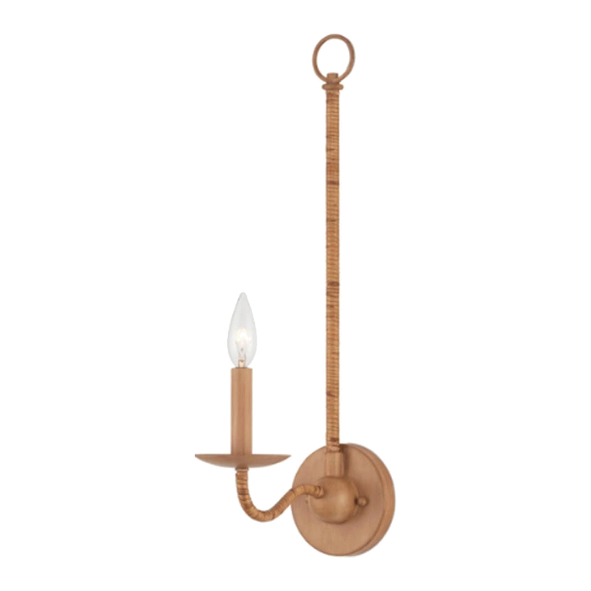 Saxon Single-Light Tan Wall Sconce on white