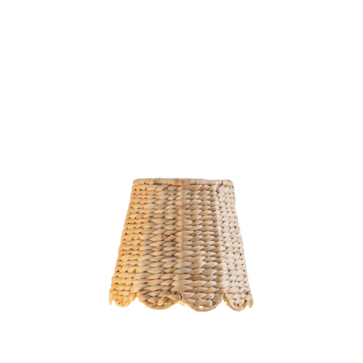 Scalloped Water Hyacinth Woven Lampshade, shown on a white background