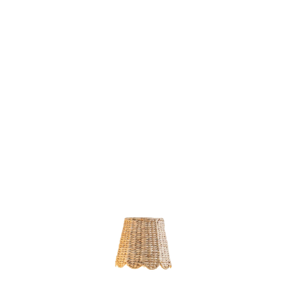 Scalloped Water Hyacinth Woven Lampshade on white