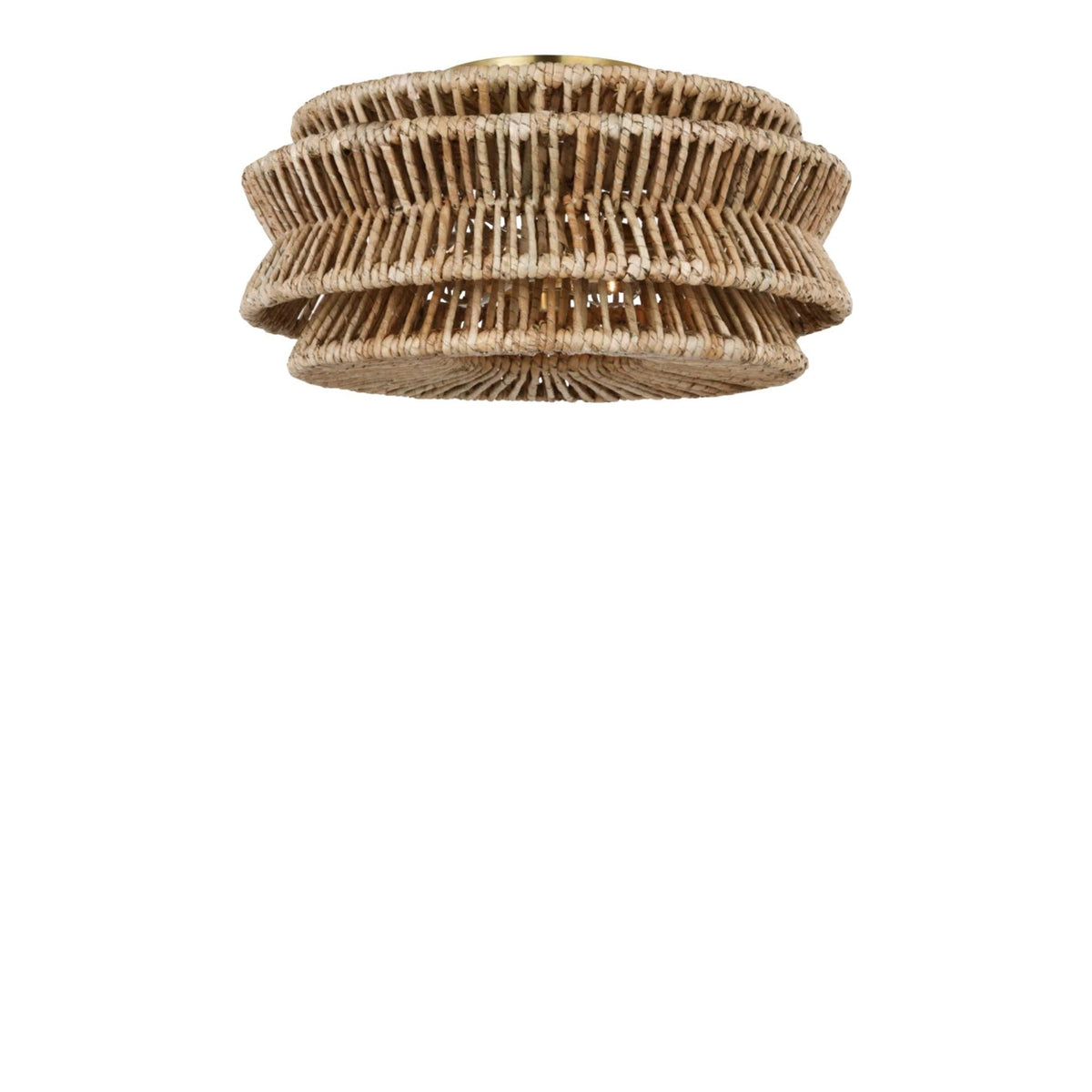 Antigua Brass & Abaca Large Drum Semi-Flush Mount ceiling light on white