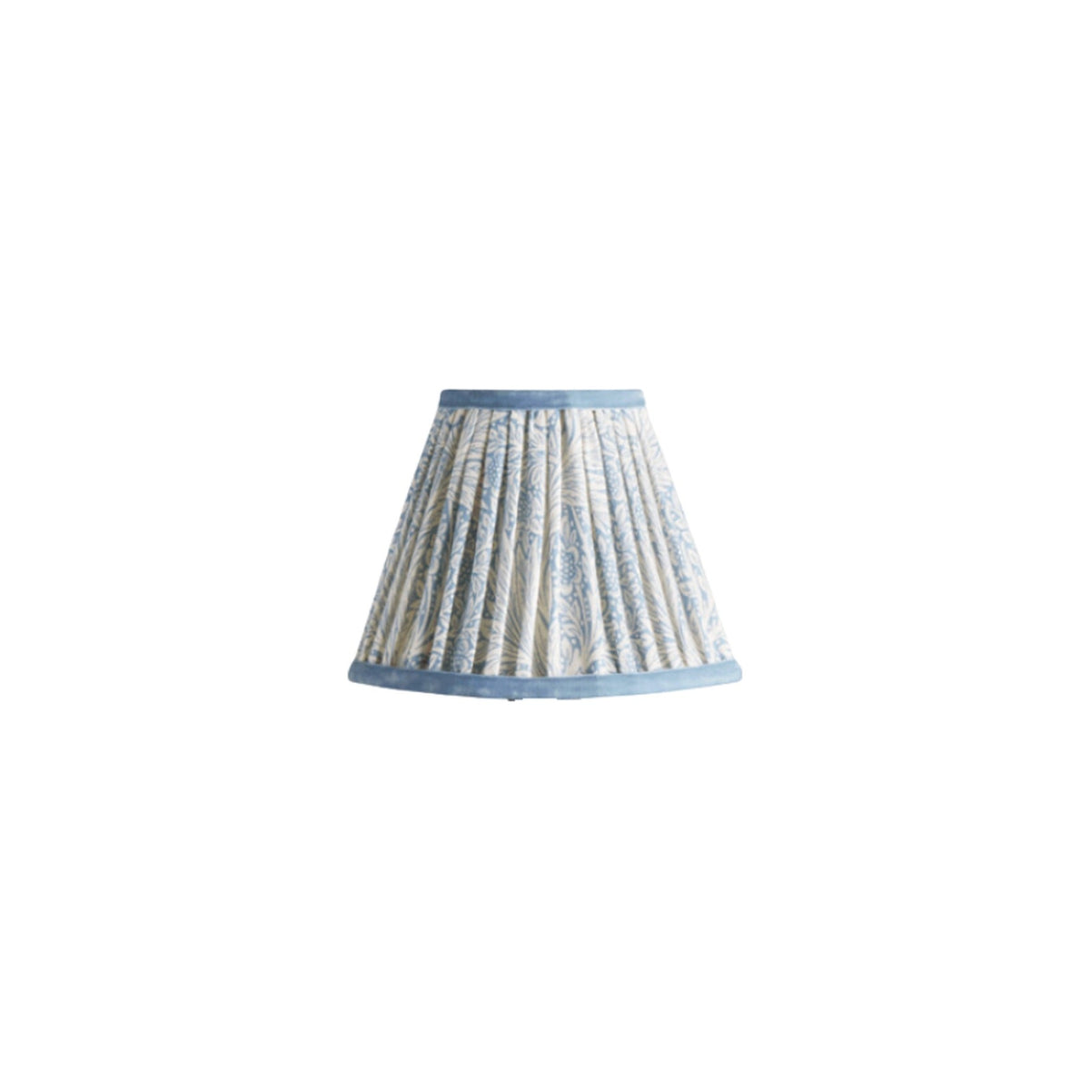 6" Pleated Empire Shade China Blue Marigold Linen Shade for Rechargeable Lights on white