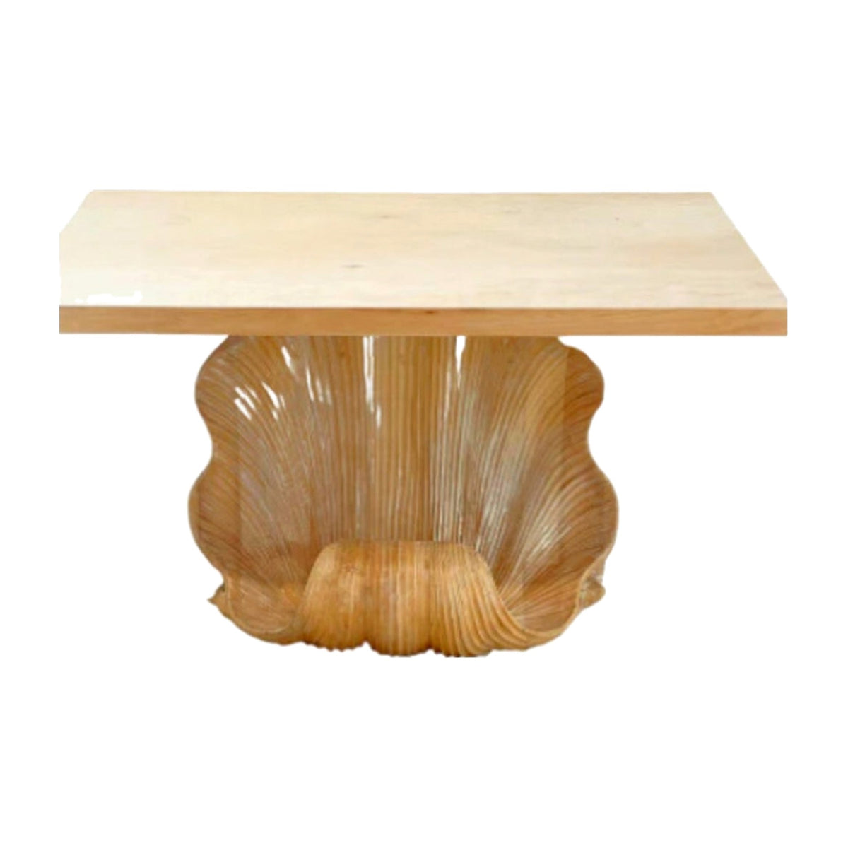 Stria Shell Console Table on a white background