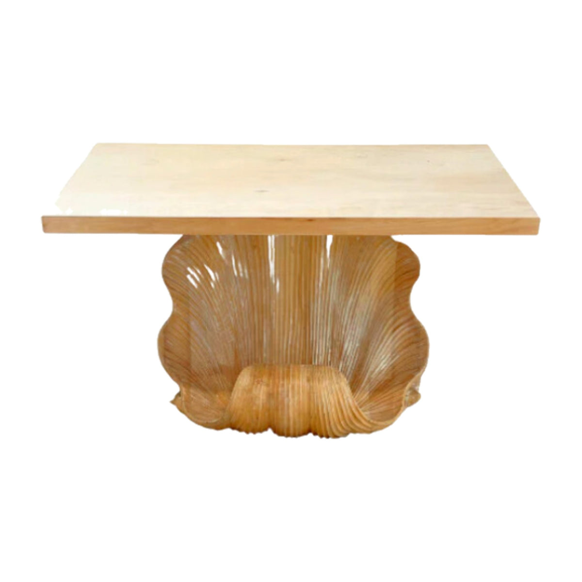 Stria Shell Console Table on a white background