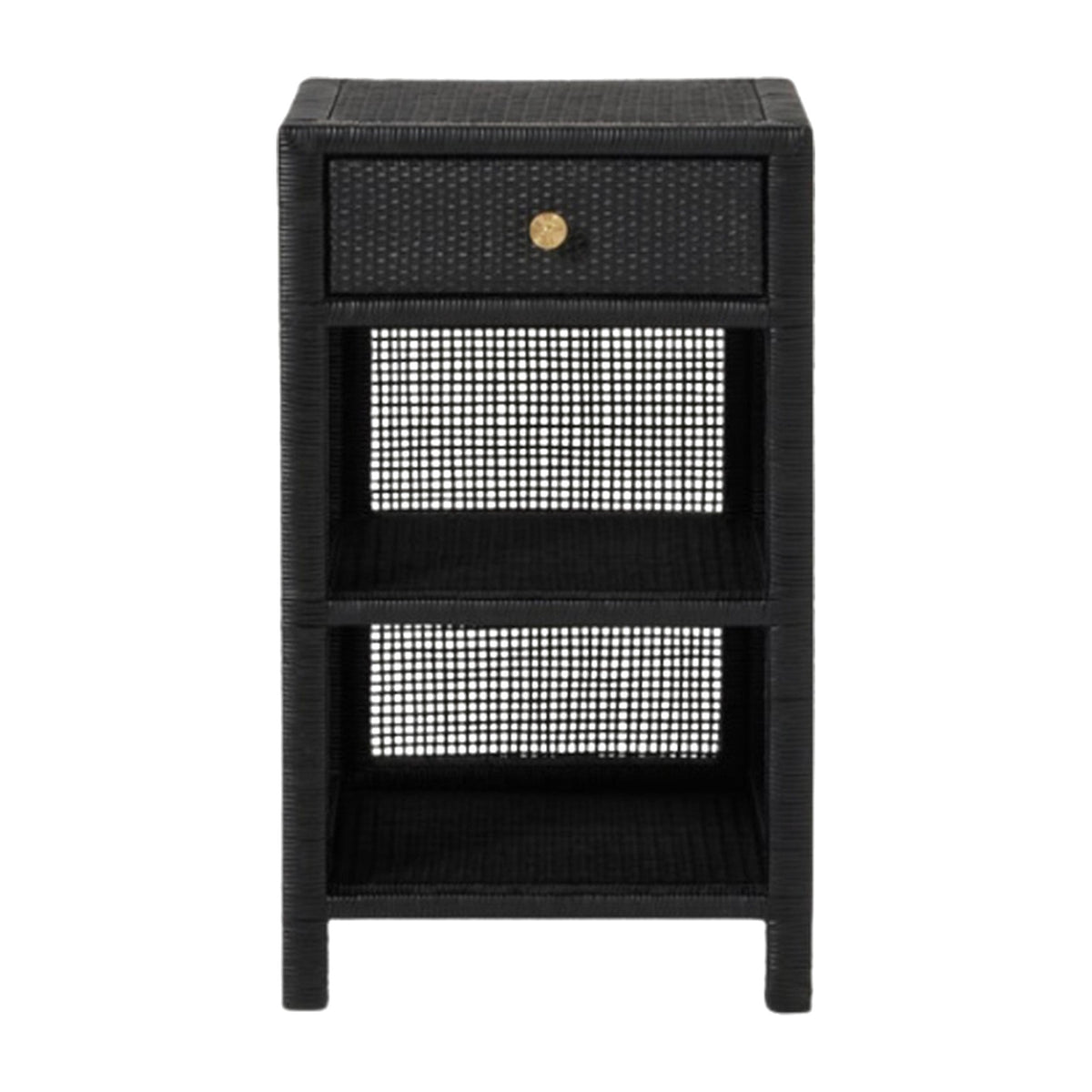 Onyx Rattan Nightstand on a white background