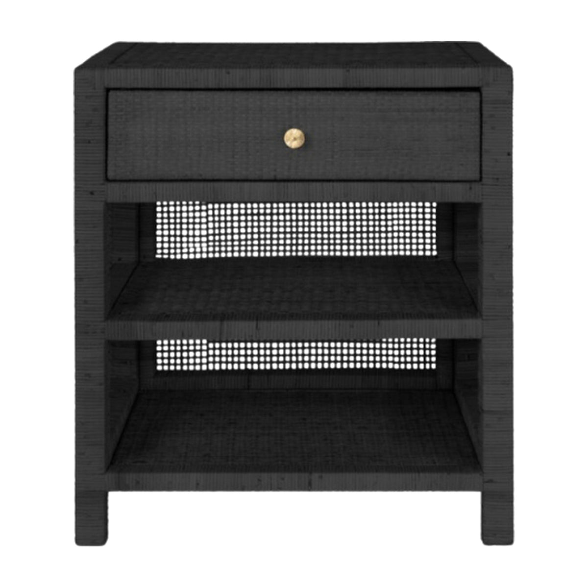 Onyx Rattan Nightstand on a white background