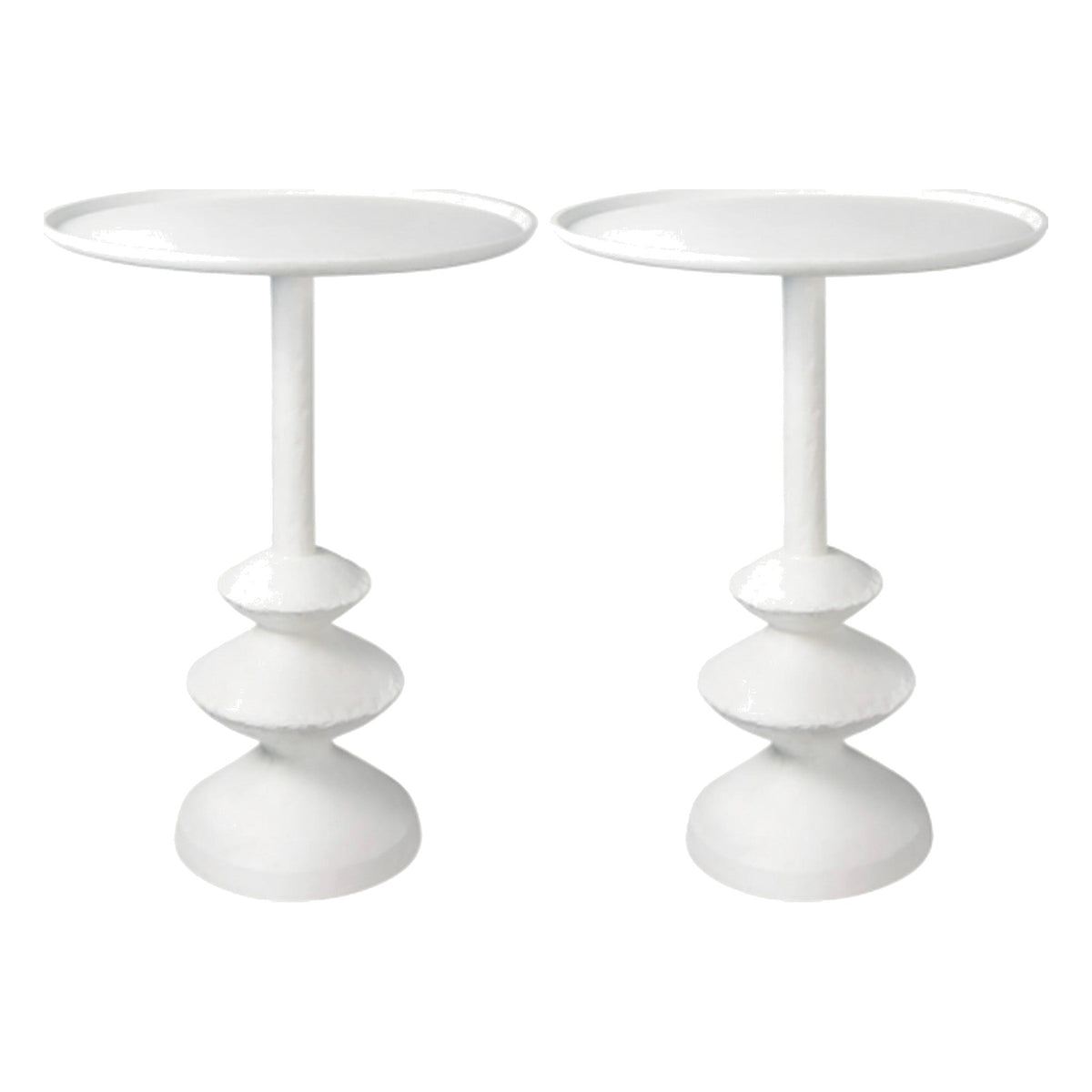 A Pair, Plaster Sculpture End Tables on a white background