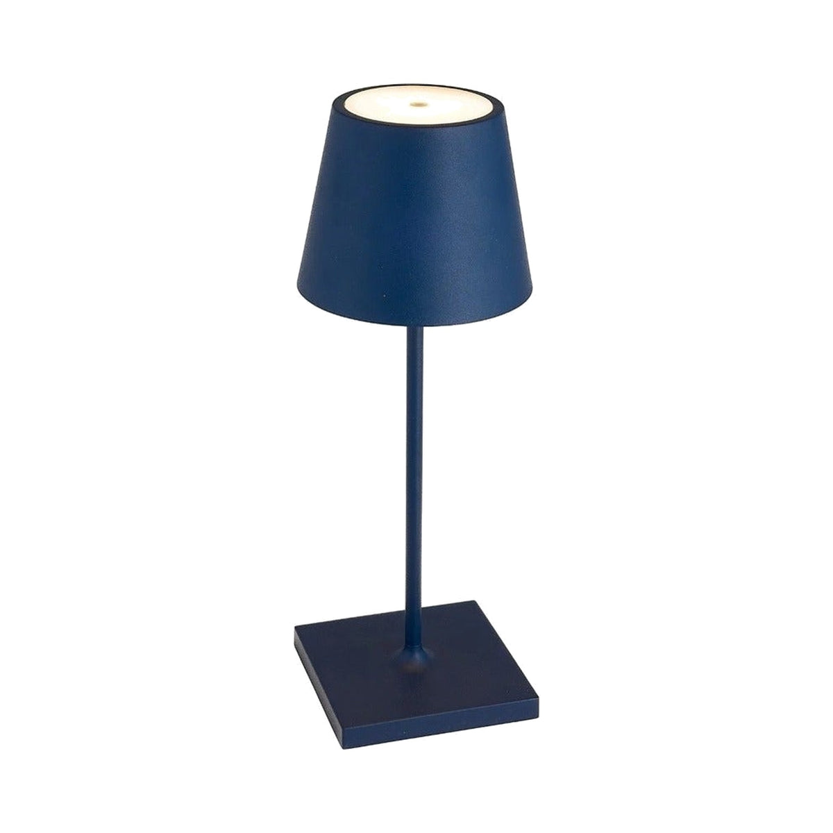 Steel Blue Poldina Pro Mini Rechargeable Table Lamp, shown on a white background