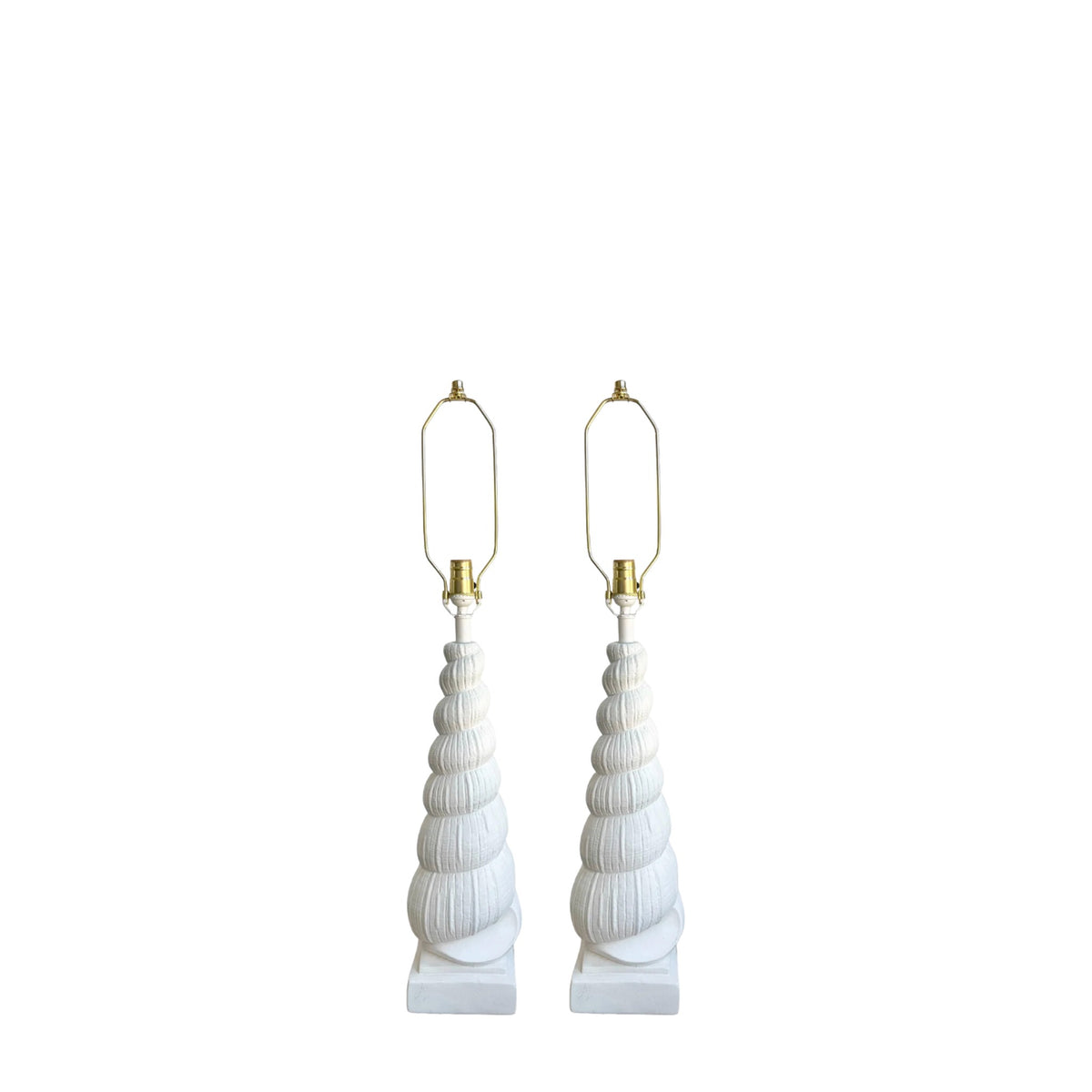 A Pair, White Shell Lamps on white