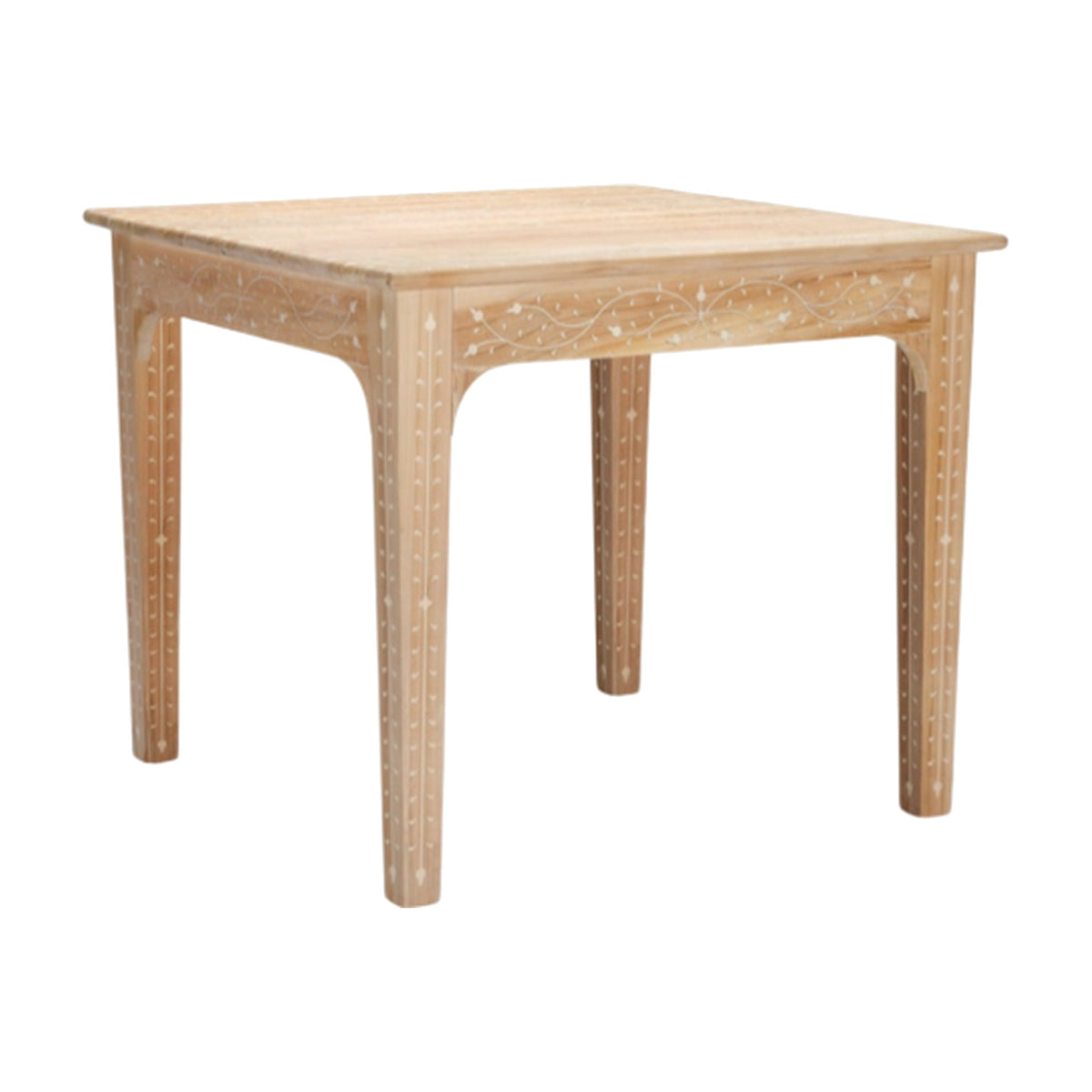 Tamsin Teak Inlay Game Table on a white background