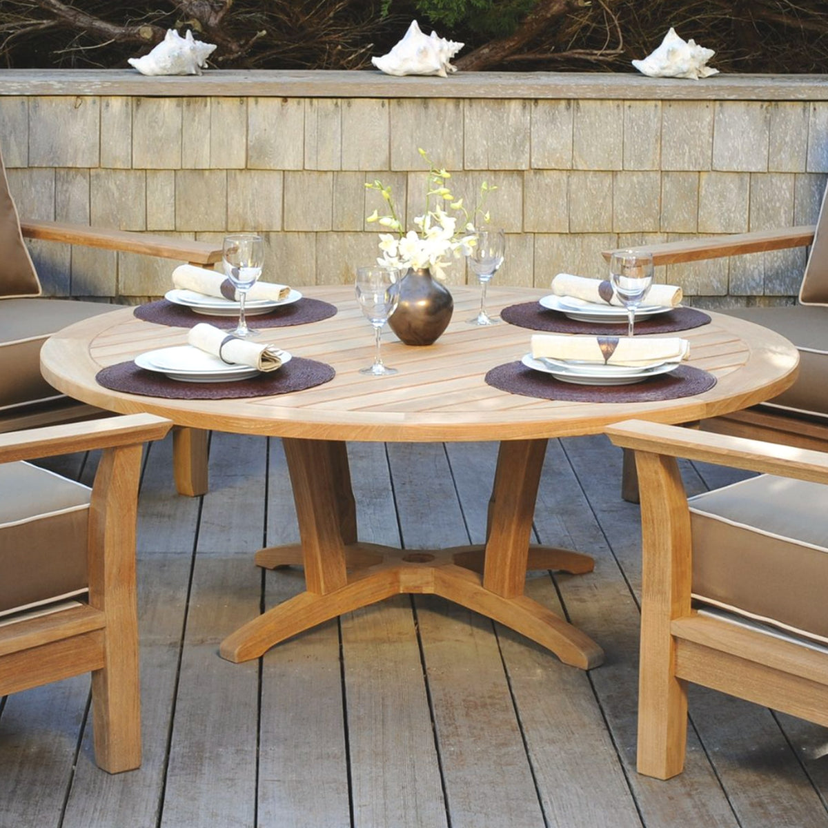 Teak Chatter Table on a white background