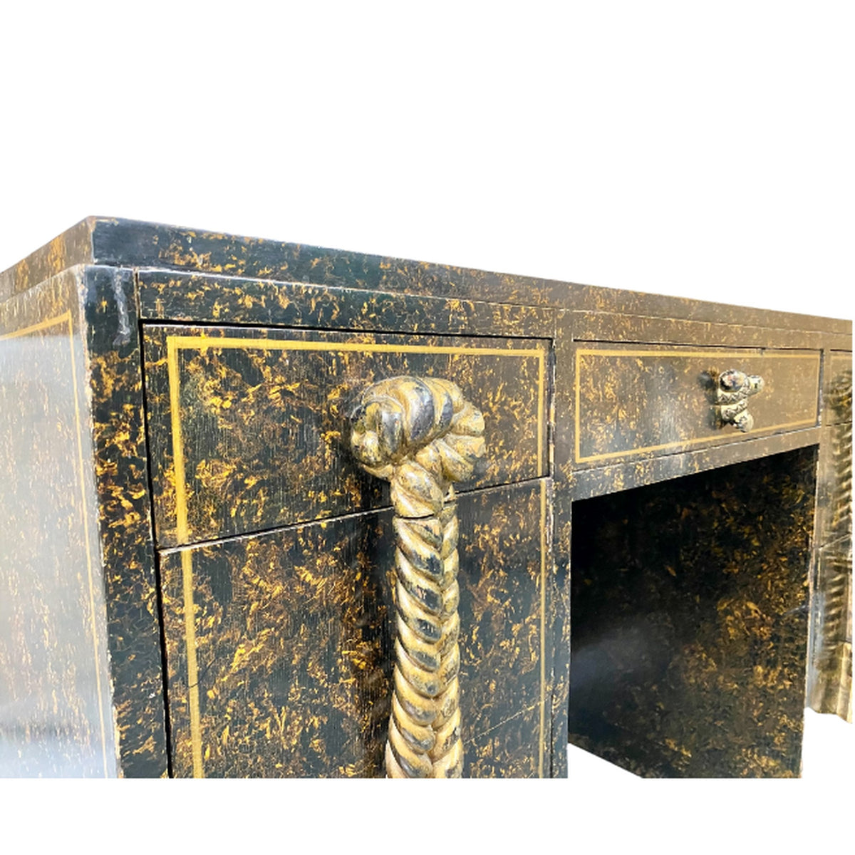 Vintage Frances Elkins Faux Tortoise Desk on a white background