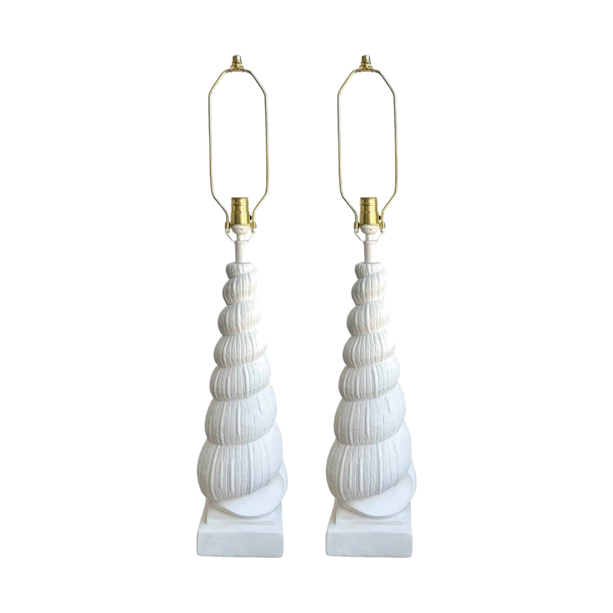 A Pair, White Shell Lamps on white