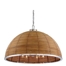 Rattan & Polished Stainless Steel Pendant