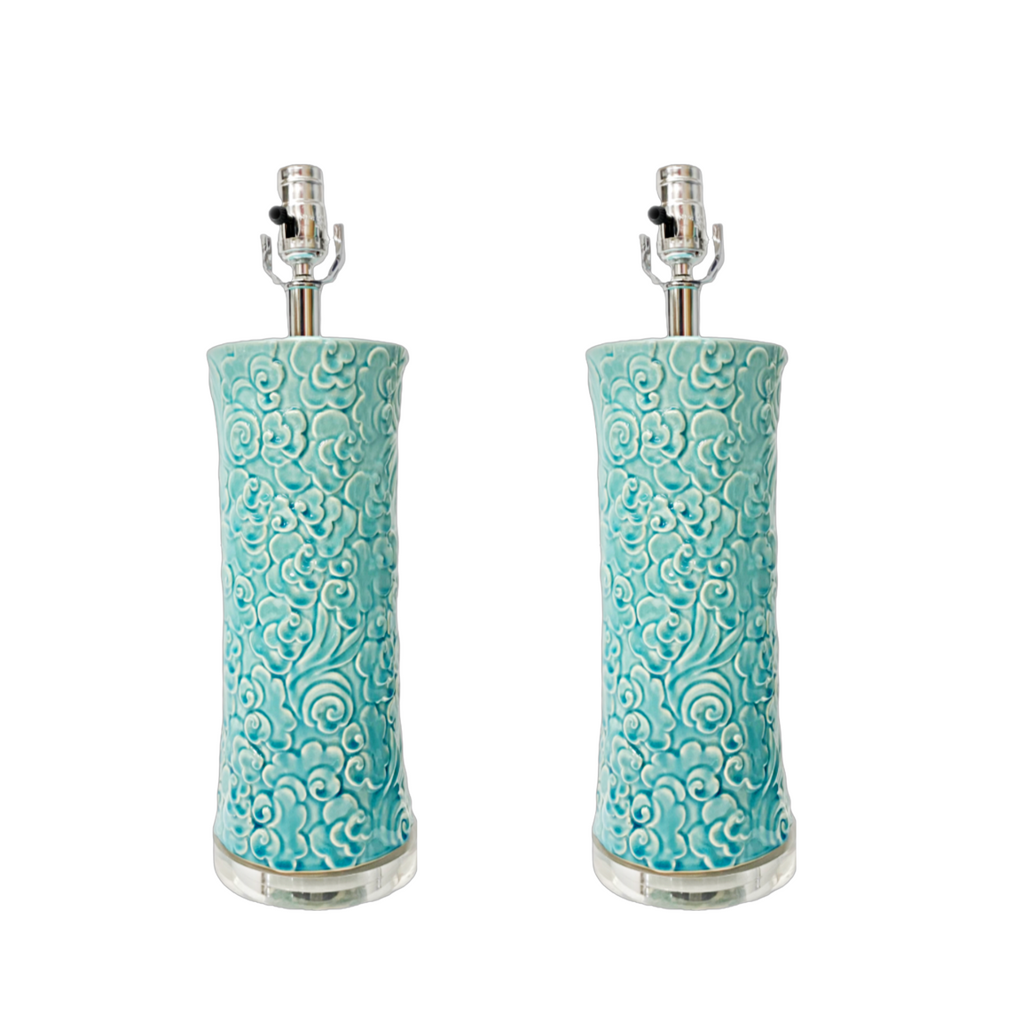 Pair of Turquoise Glazed Ceramic Lamps