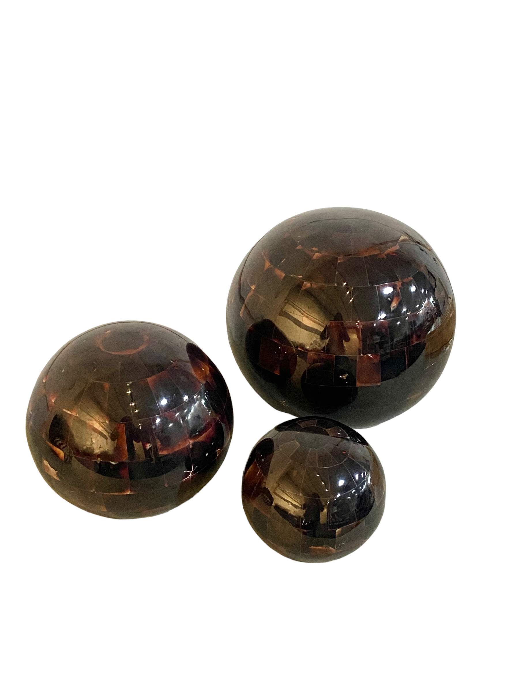 Set of 3 Vintage Tessellated Horn Orbs
